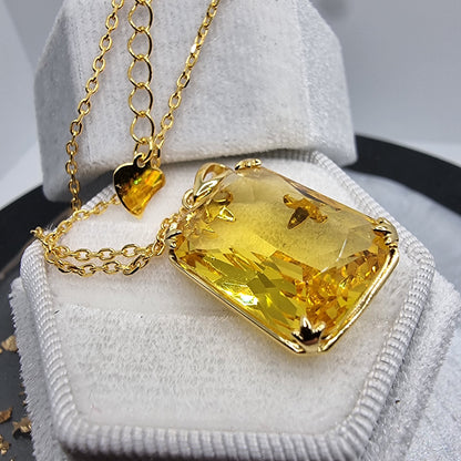 Citrine Viking 14K Gold VVS Pendant 925 Sterling Silver 45cm 18 inch Chain Gift