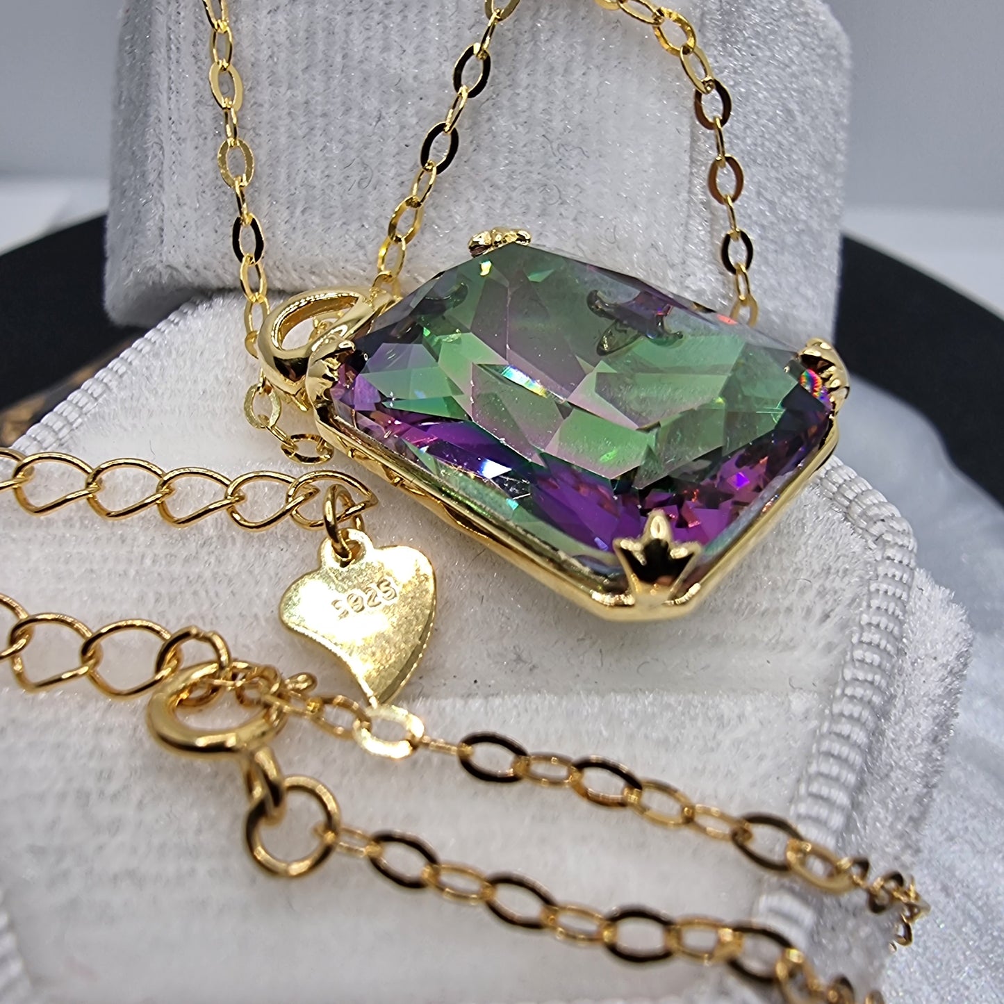 Mystic Topaz Viking 14K Gold VVS Pendant 925 Sterling Silver 45cm 18 inch Chain