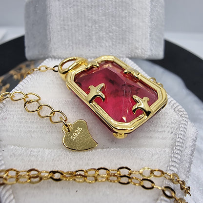 Ruby Viking 14K Gold VVS Pendant 925 Sterling Silver 45cm 18 inch Chain Gift UK