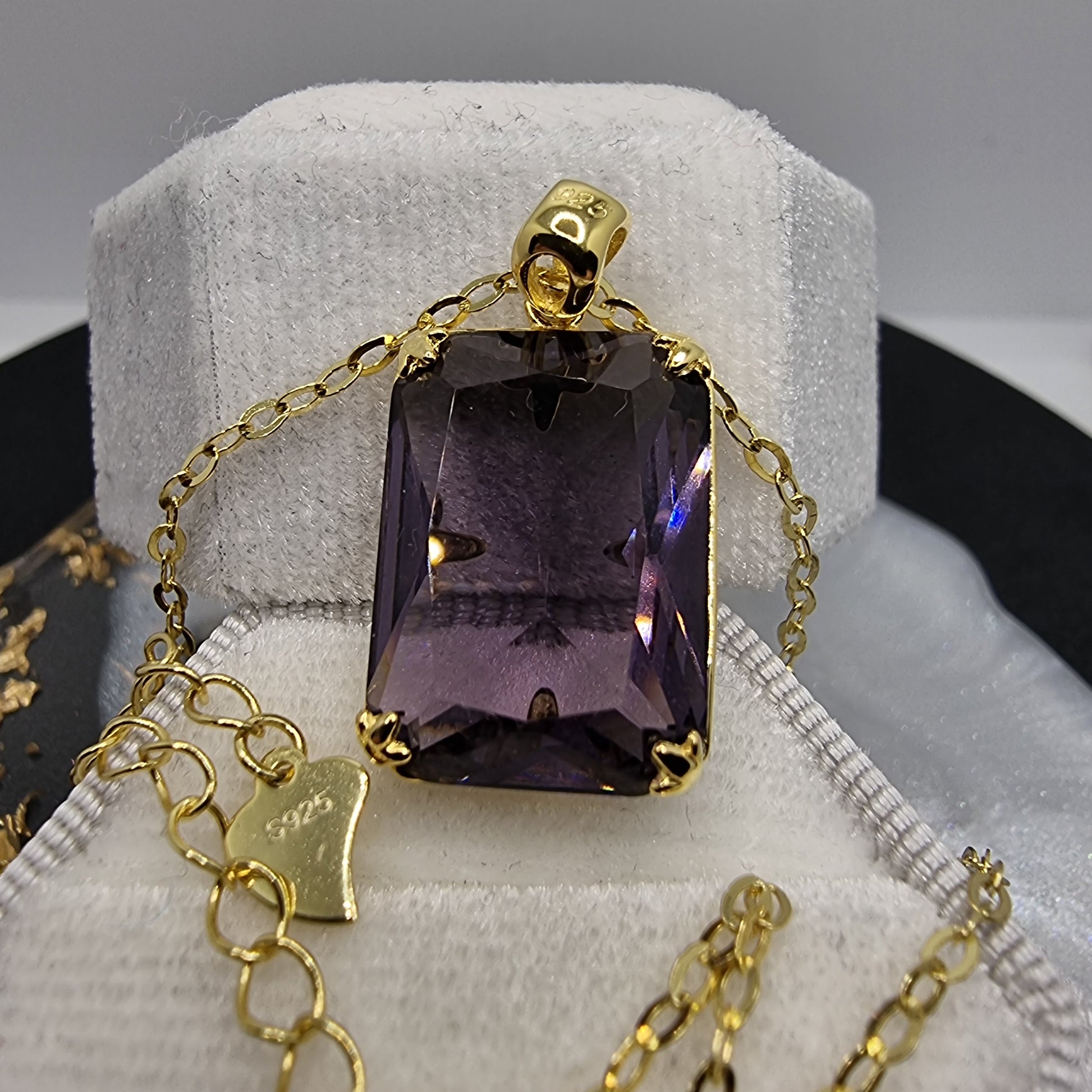 Amethyst Viking 14K Gold VVS Pendant 925 Sterling Silver 45cm 18 inch Chain Gift