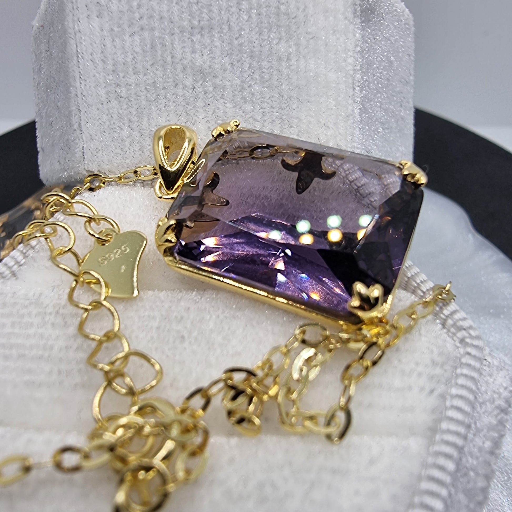 Amethyst Viking 14K Gold VVS Pendant 925 Sterling Silver 45cm 18 inch Chain Gift