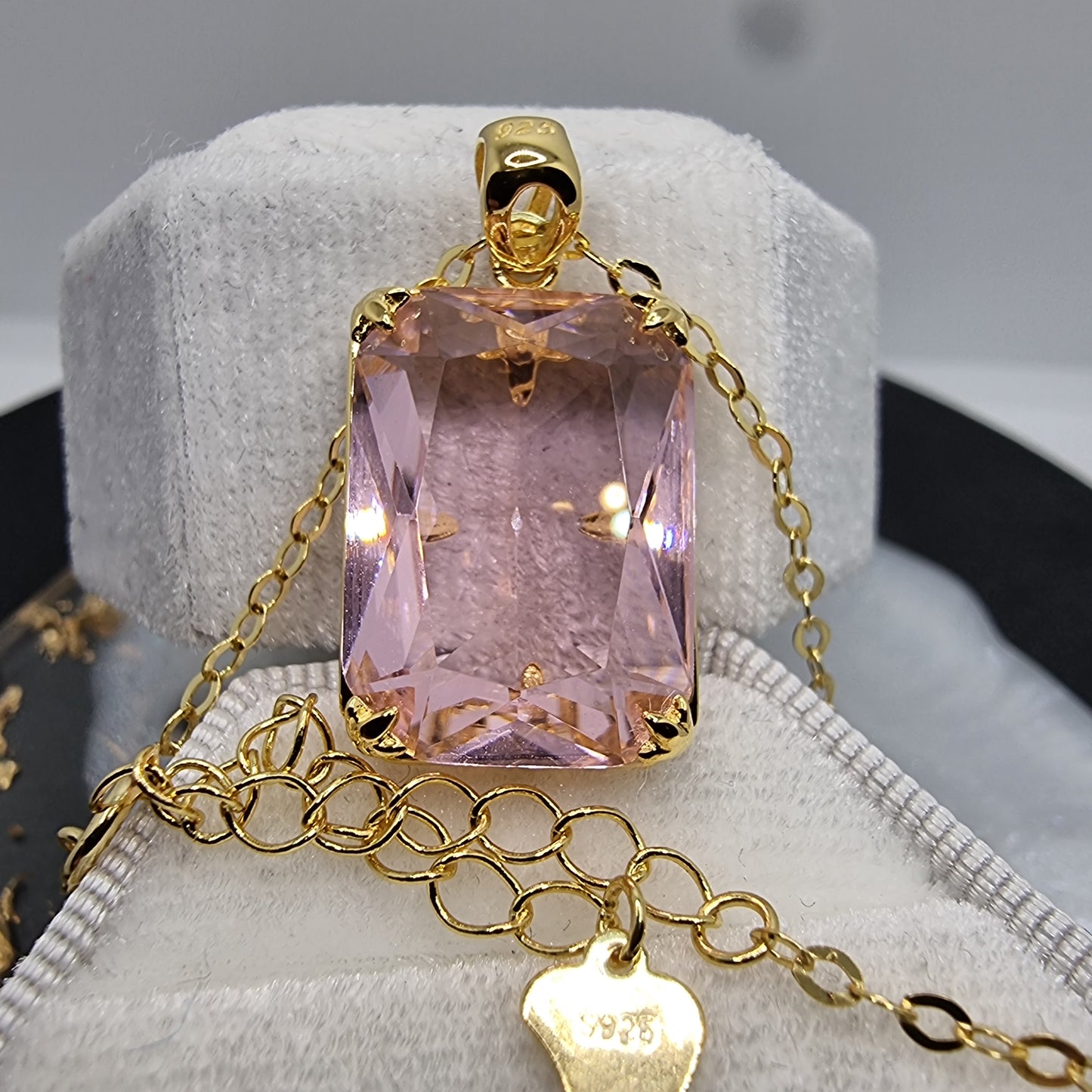 Pink Topaz Viking 14K Gold VVS Pendant 925 Sterling Silver 45cm 18 inch Chain UK