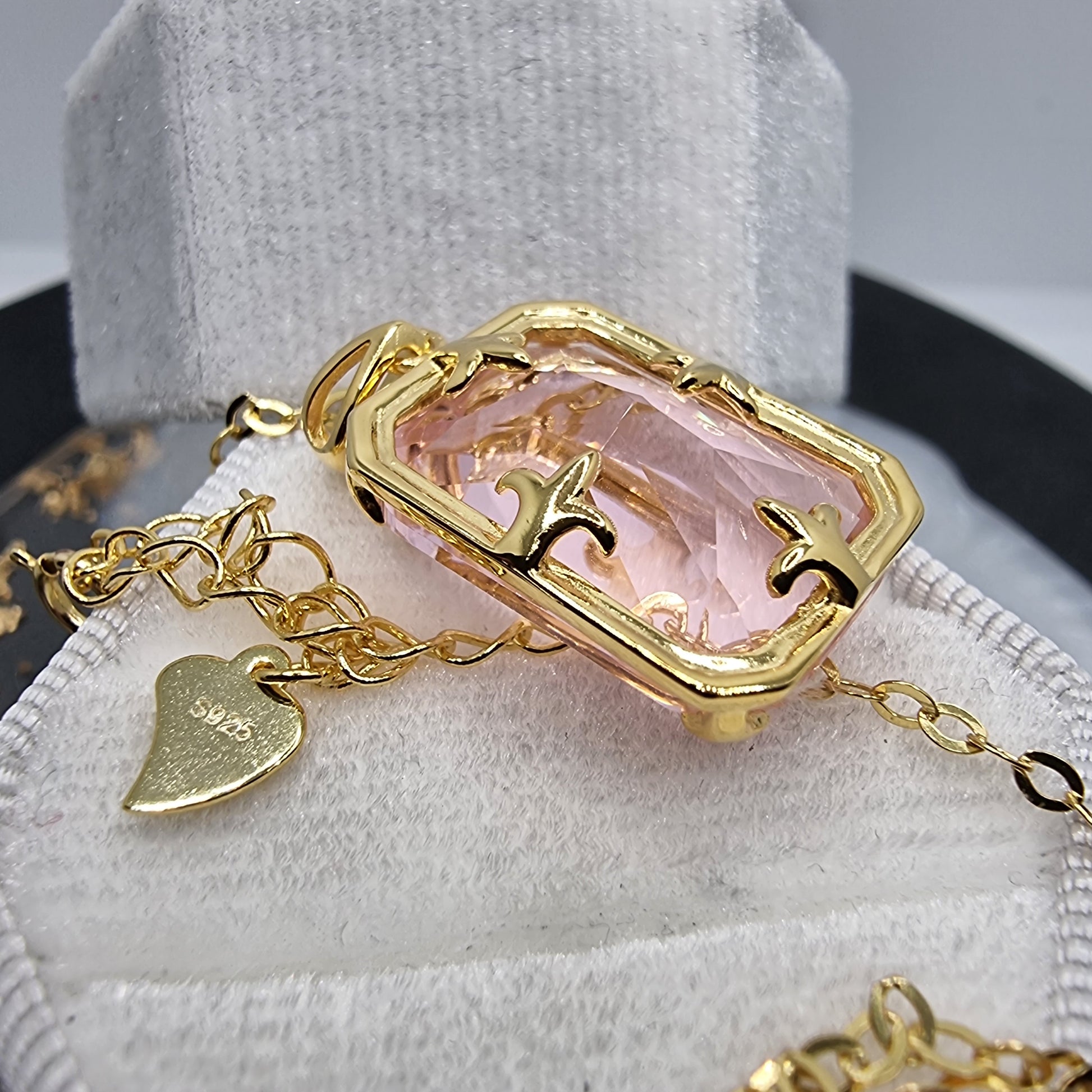 Pink Topaz Viking 14K Gold VVS Pendant 925 Sterling Silver 45cm 18 inch Chain UK