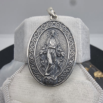 Miraculous Medal of the Blessed Virgin Mary Christian 925 Sterling Silver