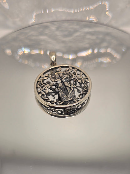 Hekate Göttin Anhänger Dreifachmond Naturmotiv Mystisch 925 Sterling Silber 