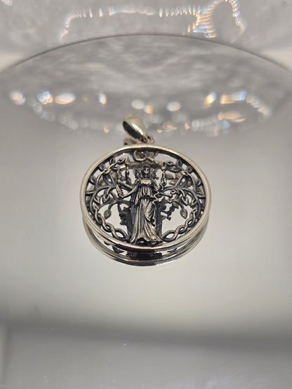 Hekate Göttin Anhänger Dreifachmond Naturmotiv Mystisch 925 Sterling Silber 