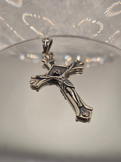 Jesus Crucifix 925 Sterling Silver INRI Cross Catholic Pendant