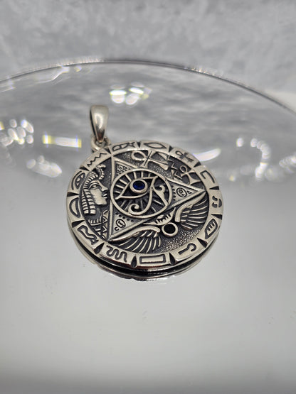 Egyptian Pyramid All-Seeing Eye 925 Sterling Silver Lapis Lazuli Pendant