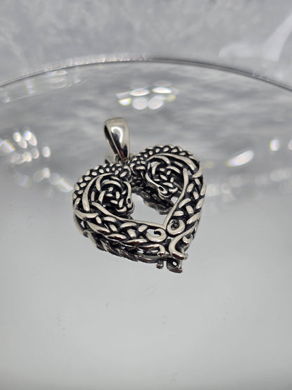 Celtic Horse Heart Knot Pendant 925 Sterling Silver Unique Jewelry Gift