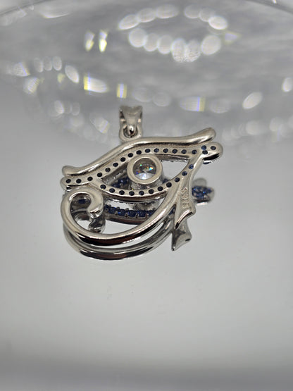 Eye Of Horus Pendant 925 Sterling Silver With Blue Crystals For Protection Power And Ancient Egyptian Symbolism