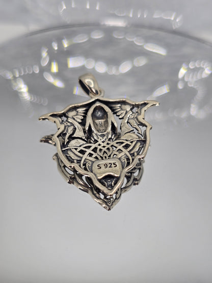 Odin Warrior Skull 925 Sterling Silver Pendant Raven Huginn Muninn Norse