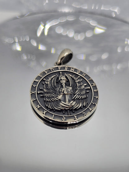 Odin Amulet 925 Sterling Silver Nordic Runes Pendant Norse Talisman
