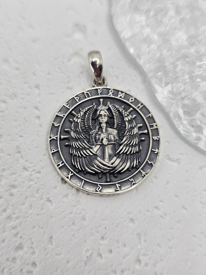 Odin Amulet 925 Sterling Silver Nordic Runes Pendant Norse Talisman