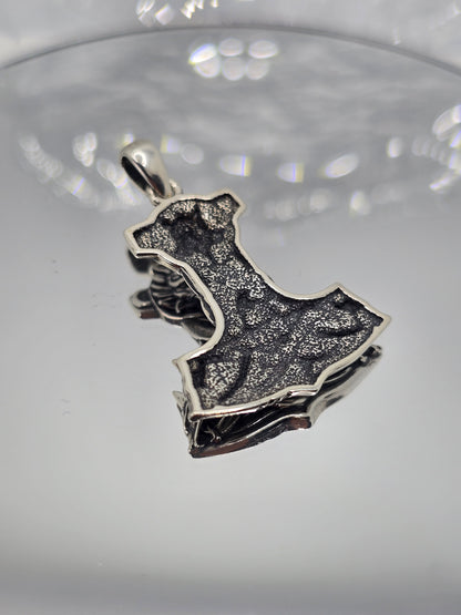 Viking Wolf Thor Hammer 925 Sterling Silver Celtic Knot Mjolnir Pendant