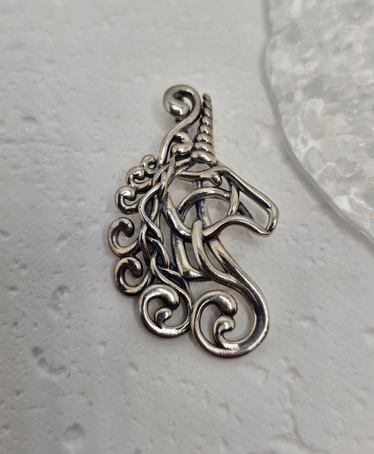  Celtic Horse Unicorn 925 Sterling Silver Pendant Celtic Knot Mythic Talisman