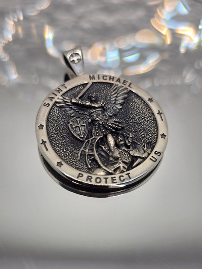 Saint Michael Archangel 925 Sterling Silver Protect Us Catholic Amulet Pendant