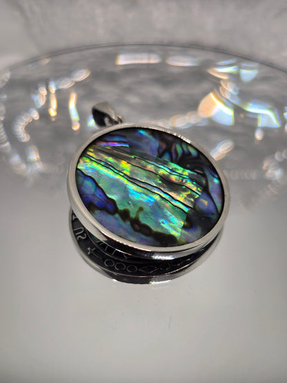 Saint Christopher 925 Sterling Silver Abalone Shell Travel Protection Pendant