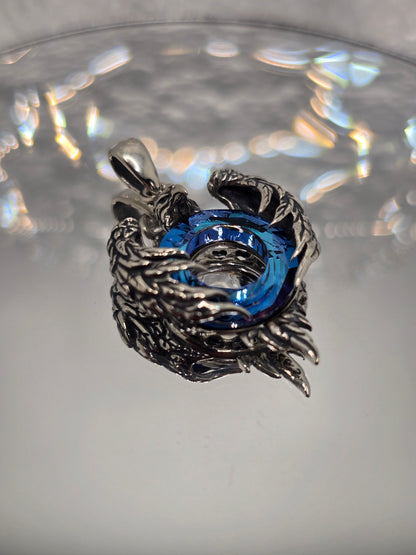 Adler-Amulett-Anhänger, blauer österreichischer Kristall, 925 Sterlingsilber, Schutzgeschenk 