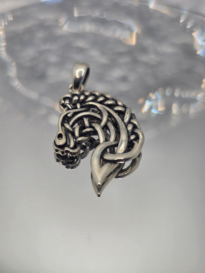 Spirit Horse 925 Sterling Silver Celtic Knot Pendant Equestrian Amulet