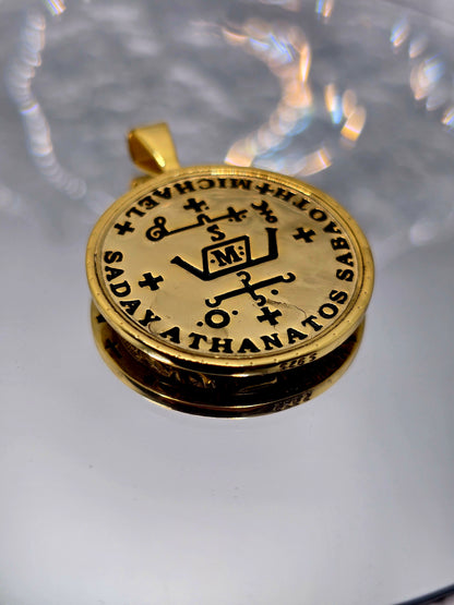 Saint Michael 925 Sterling Silver 18K Gold Plated Christian Medallion Pendant