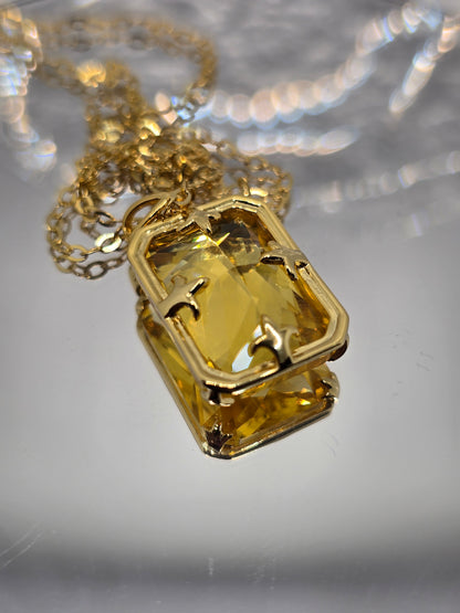 Citrine Viking Pendant 925 Sterling Silver 14K Gold VVS 45cm Chain
