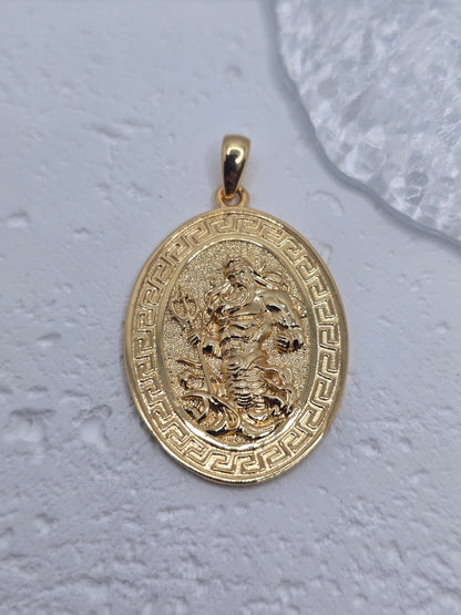 Poseidon Pendant 18k Gold Plated 925 Sterling Silver God of the Sea
