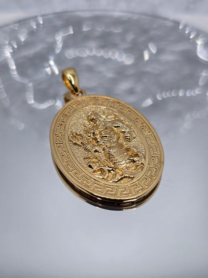 Poseidon-Anhänger, 18 Karat vergoldet, 925er Sterlingsilber, Gott des Meeres 