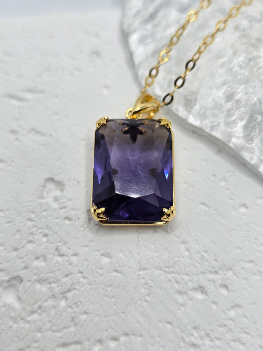 Amethyst Viking 14K Gold VVS Pendant 925 Sterling Silver 45cm 18 inch Chain Gift