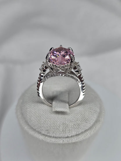 Pink Heart Moissanite Engagement Ring in 925 Sterling Silver