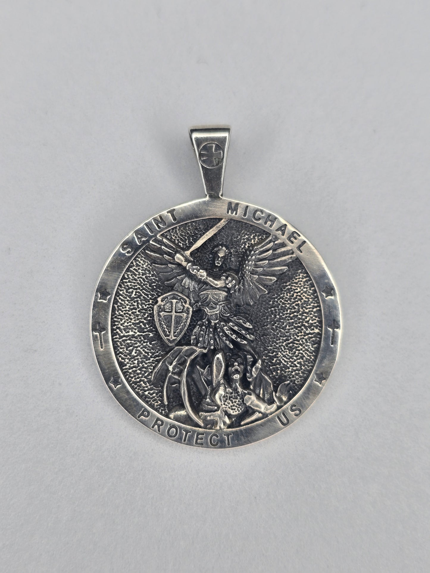 Anhänger mit Schutzamulett des Erzengels Michael aus 925er Sterlingsilber, Engel 