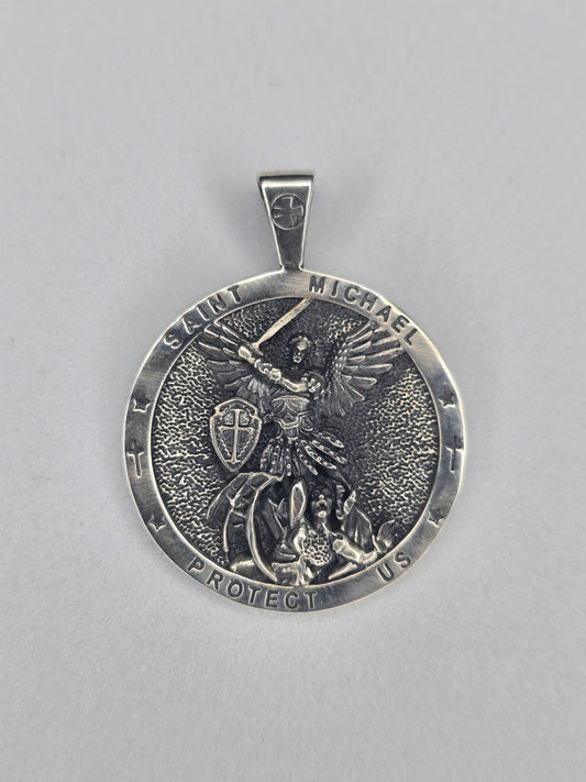 Anhänger mit Schutzamulett des Erzengels Michael aus 925er Sterlingsilber, Engel 