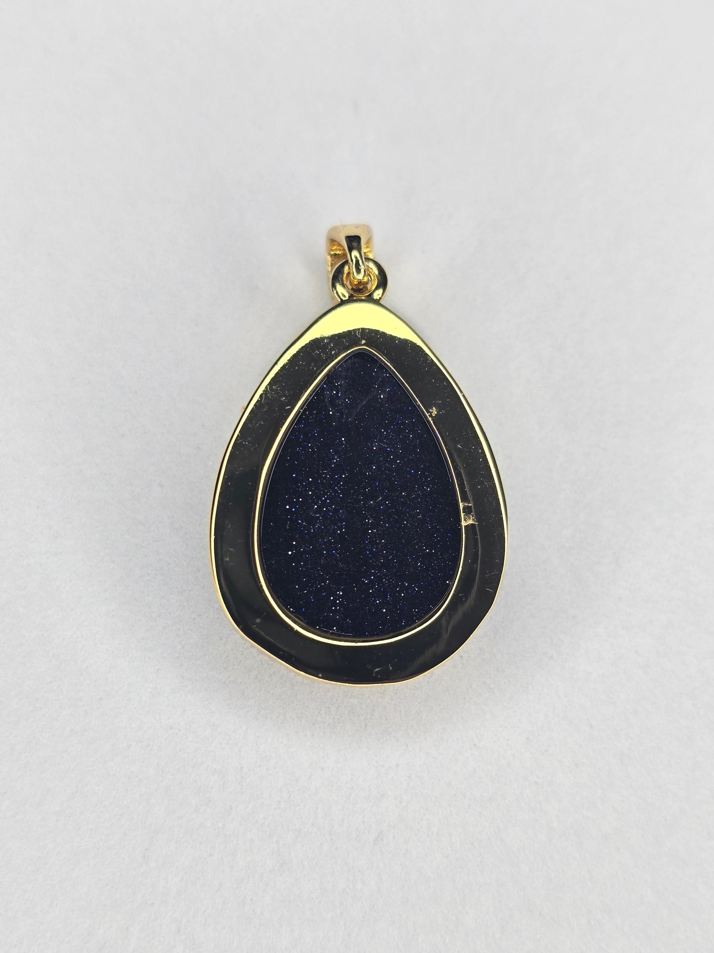 Tree of Life Pendant 925 Sterling Silver Gold Plated Blue Goldstone Teardrop