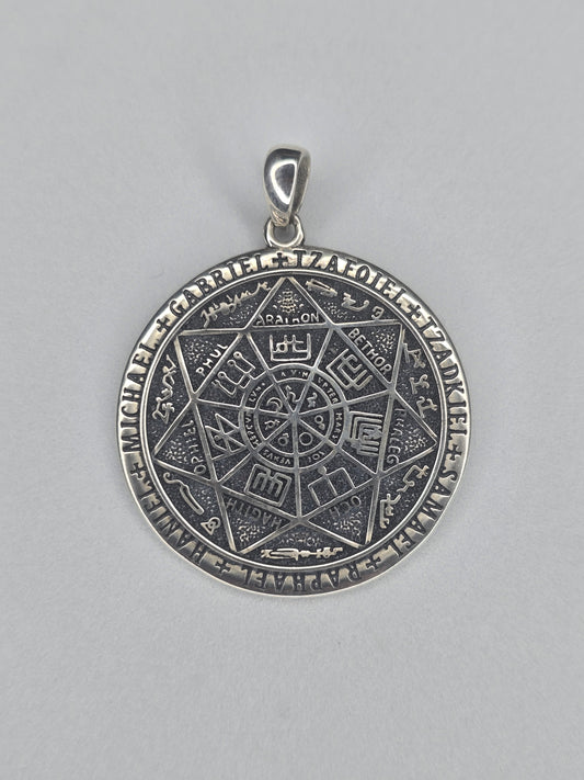 Seven Archangels amulet in solid 925 sterling silver with engraved angelic symbols