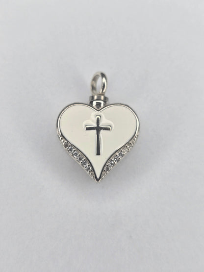 Heart Urn Memorial Pendant in 925 Sterling Silver