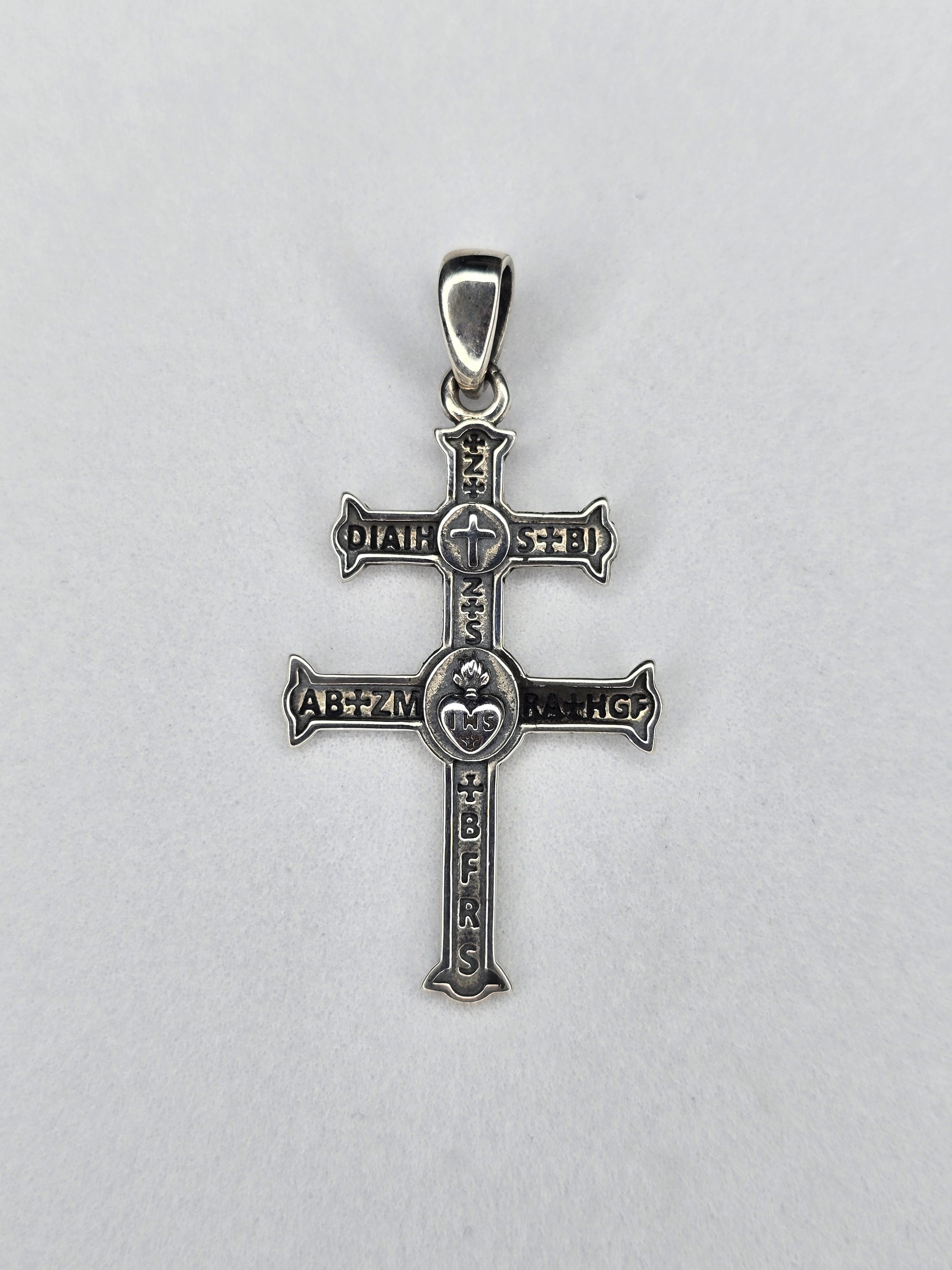 Cross of Lorraine pendant in solid 925 sterling silver with double-barred Christian design