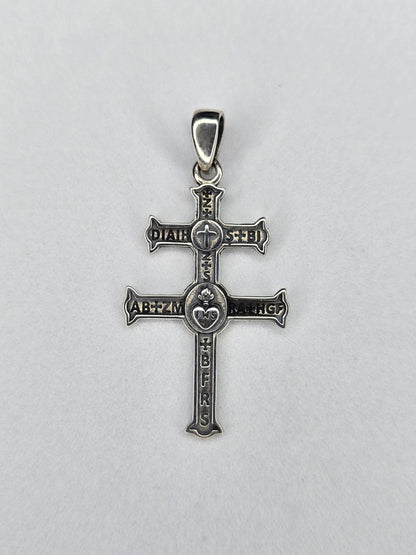 Cross of Lorraine pendant in solid 925 sterling silver with double-barred Christian design
