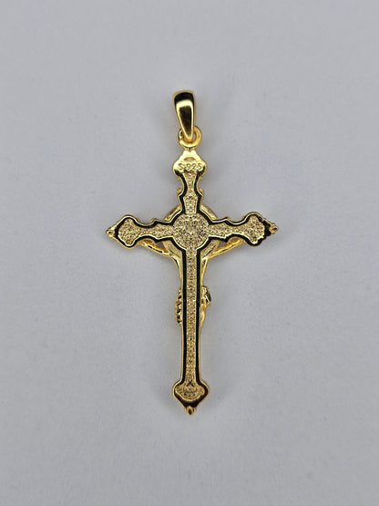 Back view of Saint Benedict crucifix showing solid sterling silver construction