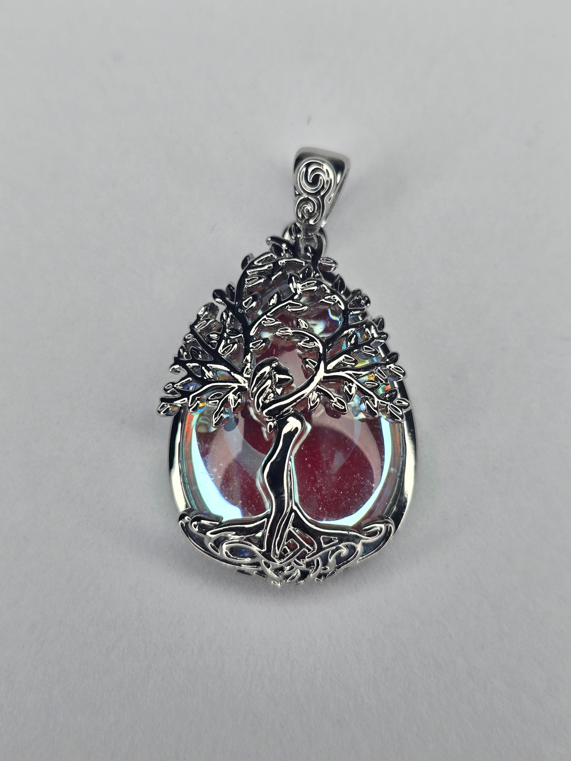 Tree of Life moonstone pendant in 925 sterling silver with Celtic knotwork design