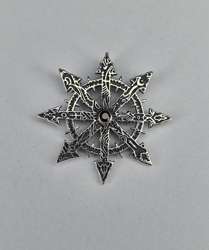 Chaosstern-Anhänger 925 Sterlingsilber mit schwarzem Onyx für mystische Kraft und Transformation