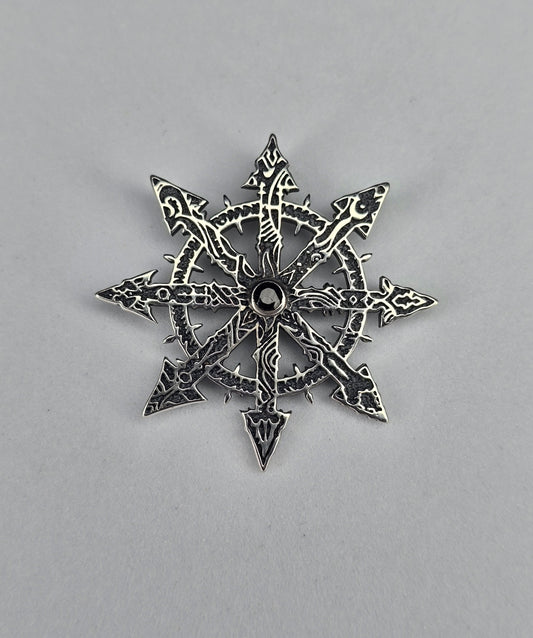 Pendentif Étoile du Chaos en argent sterling 925 avec onyx noir pour un pouvoir mystique et une transformation