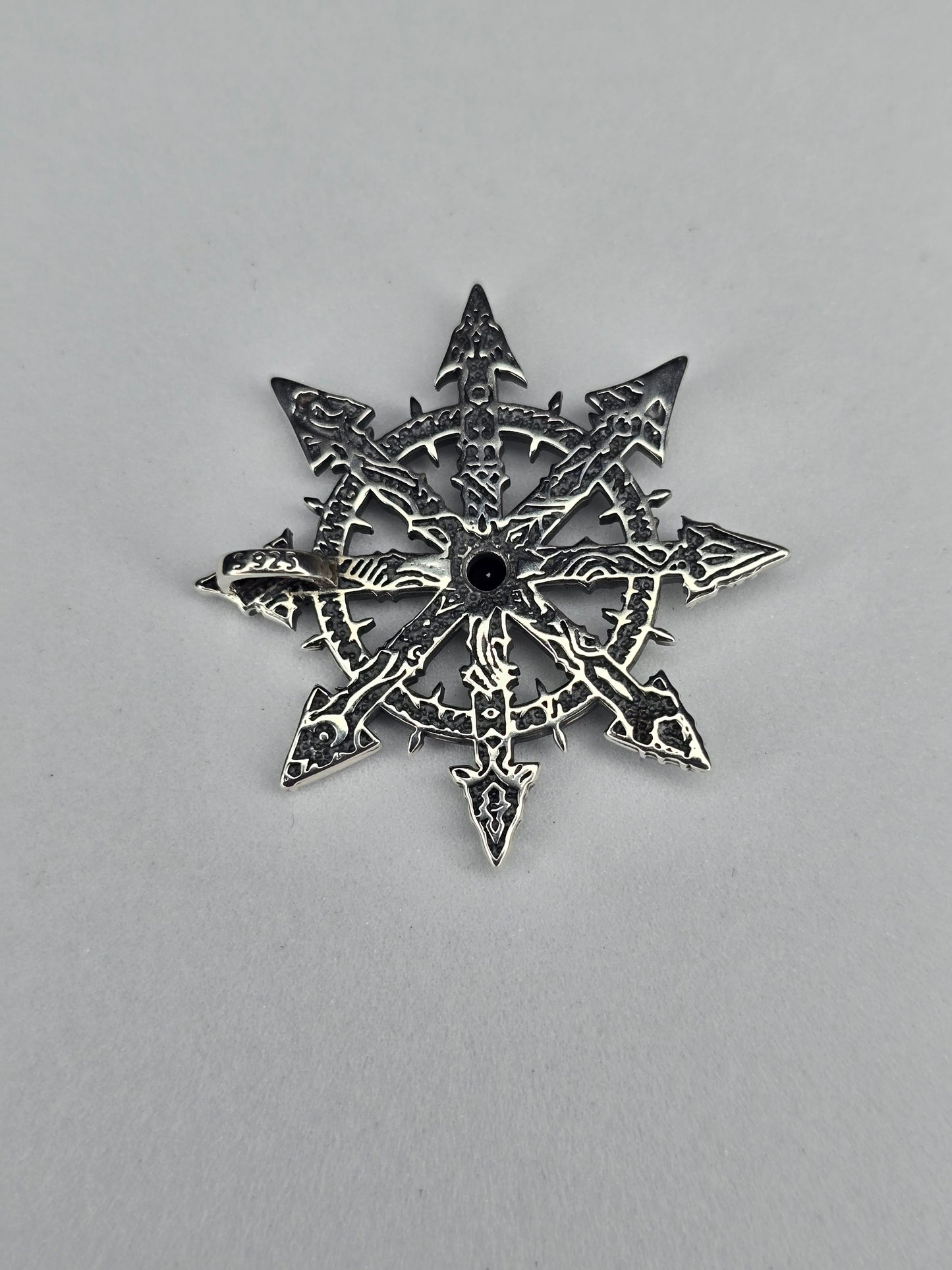 Chaosstern-Anhänger 925 Sterlingsilber mit schwarzem Onyx für mystische Kraft und Transformation