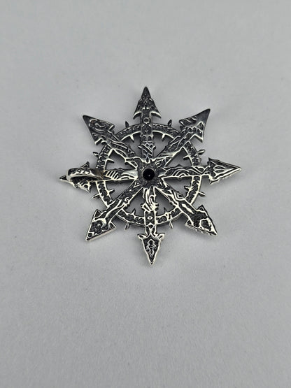 Chaosstern-Anhänger 925 Sterlingsilber mit schwarzem Onyx für mystische Kraft und Transformation