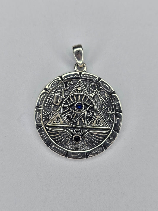Ägyptische Pyramide Allsehendes Auge Illuminati Anhänger 925 Sterling Silber 