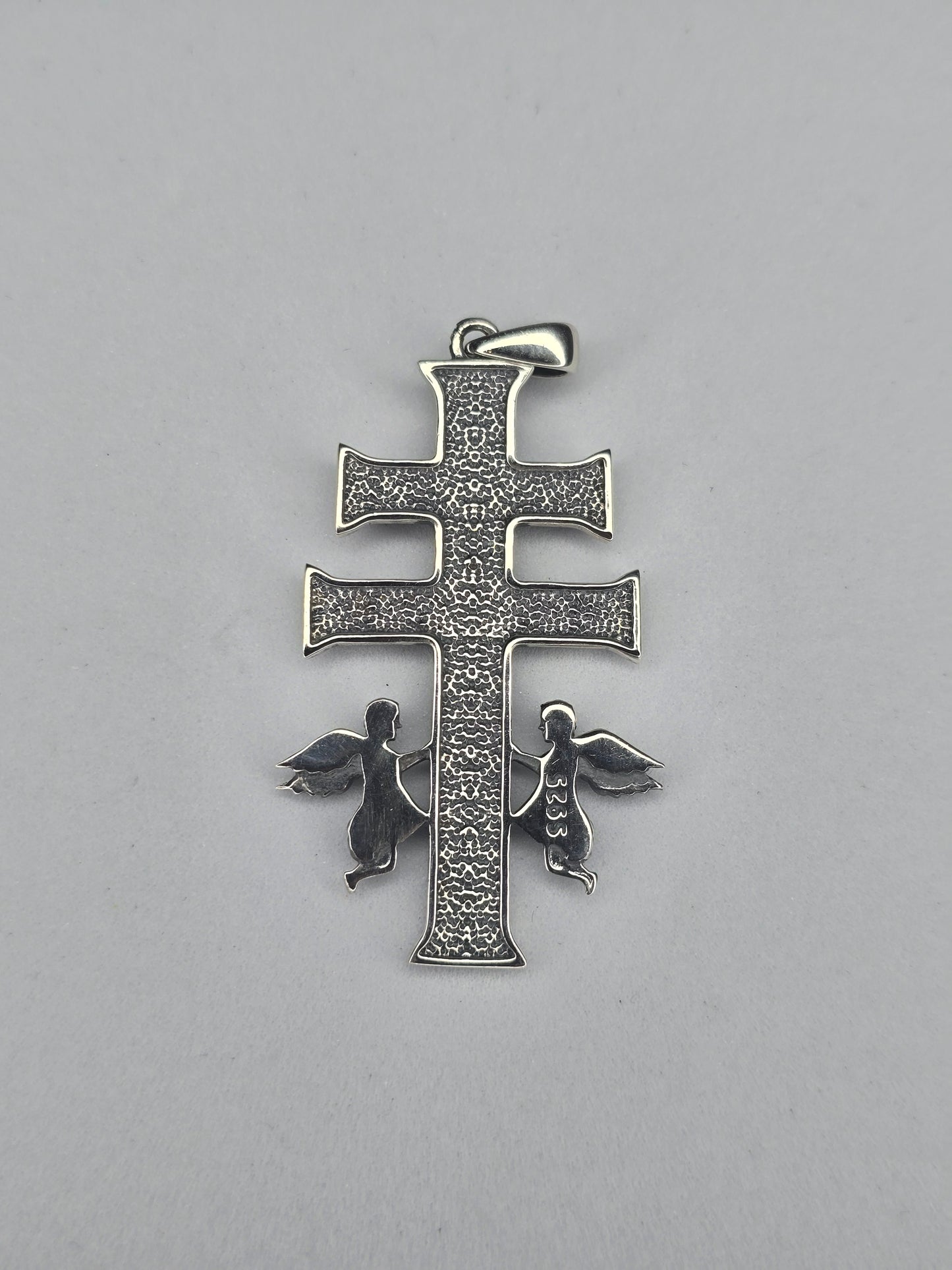 Pendentif croix Caravaca en argent sterling 925 avec anges, amulette religieuse catholique