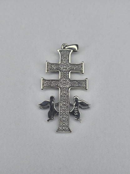 Pendentif croix Caravaca en argent sterling 925 avec anges, amulette religieuse catholique