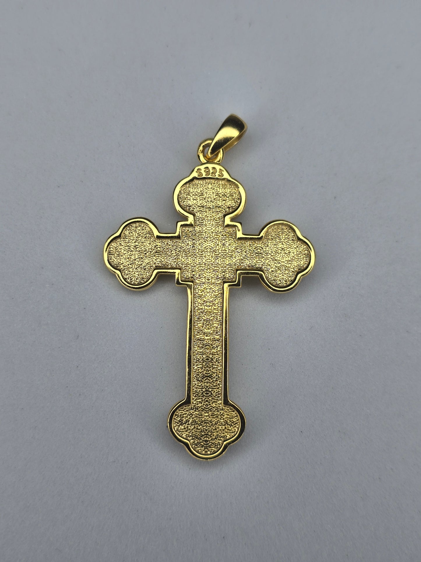 Jesus Crucifix Cross Pendant in 925 Sterling Silver with 18K Gold Plating and Enamel