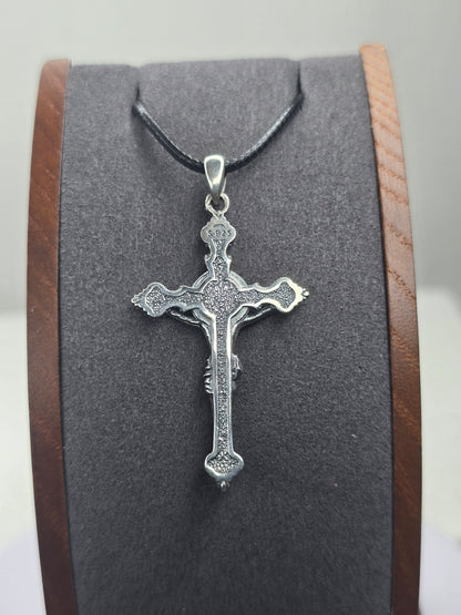 Anhänger mit Kruzifix des Heiligen Benedikt, 925er Sterlingsilber, Kreuzmedaille, Amulett für Schutz und Glauben