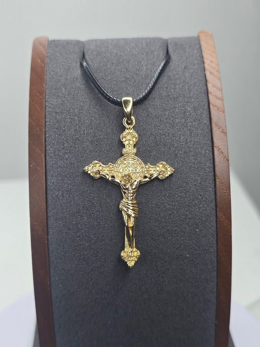 Saint Benedict Crucifix in 925 Sterling Silver with 18K Gold Plating