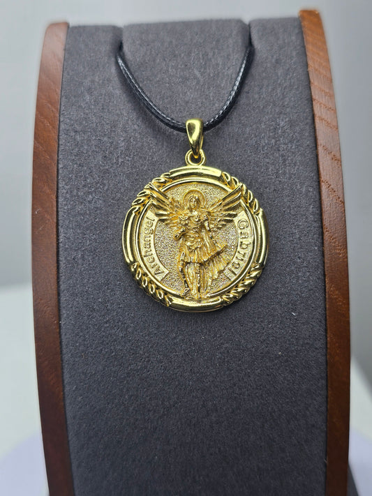 Saint Gabriel Archangel Protection Medal in 925 Sterling Silver with 18K Gold Plating