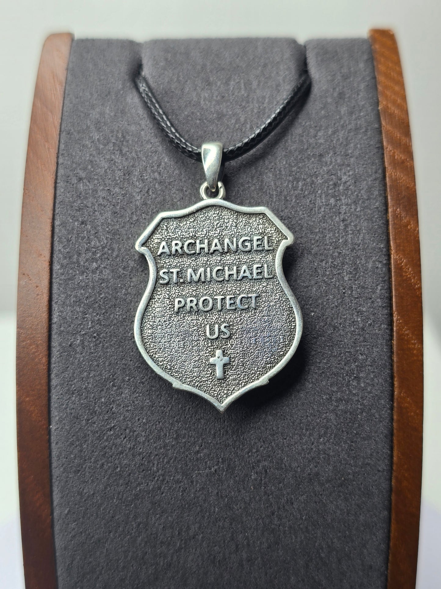 Saint Michael Archangel Shield Amulet in 925 Sterling Silver